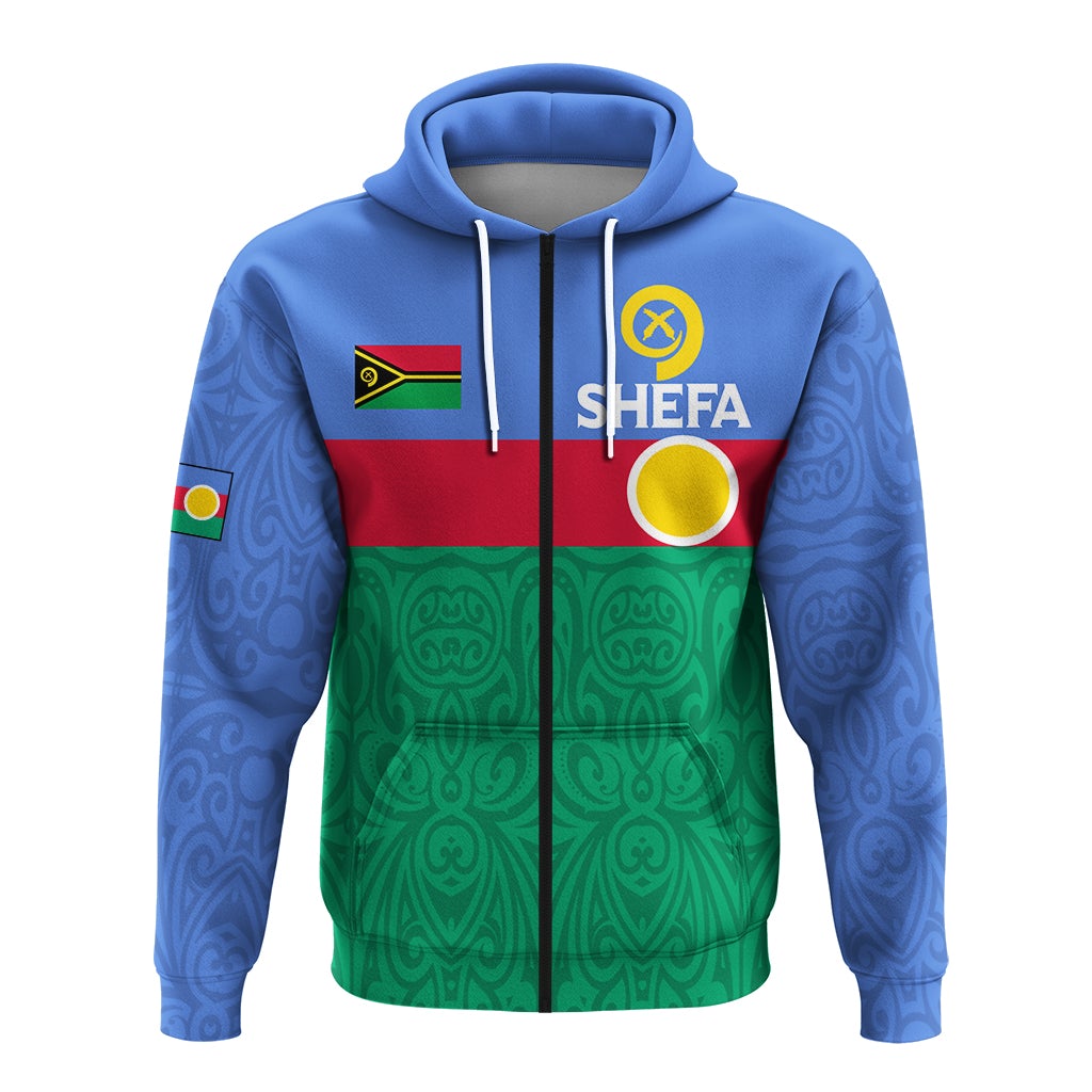 Custom Vanuatu Shefa Province Zip Up Hoodie Flag Style LT12