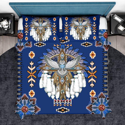 Native American Pattern Blue Headdress Bedding Set LT10