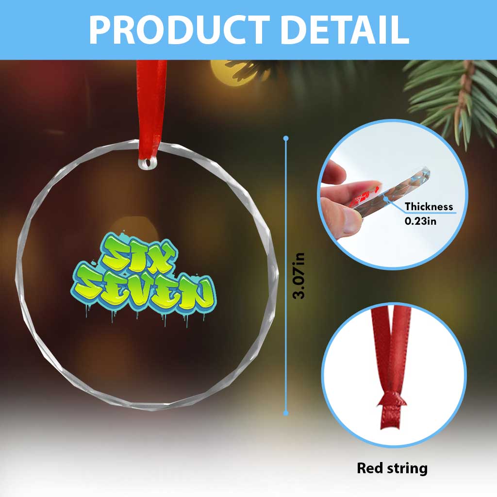 67 Meme Crystal Glass Ornament Six Seven Funny Gen Alpha Slang Saying TS10