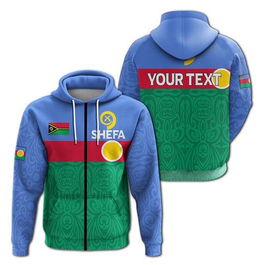 Custom Vanuatu Shefa Province Zip Up Hoodie Flag Style LT12