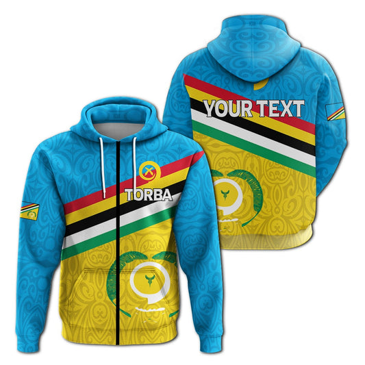 Custom Vanuatu Torba Province Zip Up Hoodie Flag Style LT12