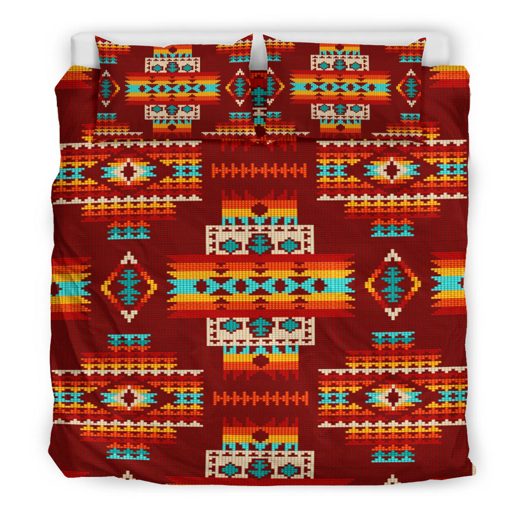 Red Pattern Native American Bedding Set LT10