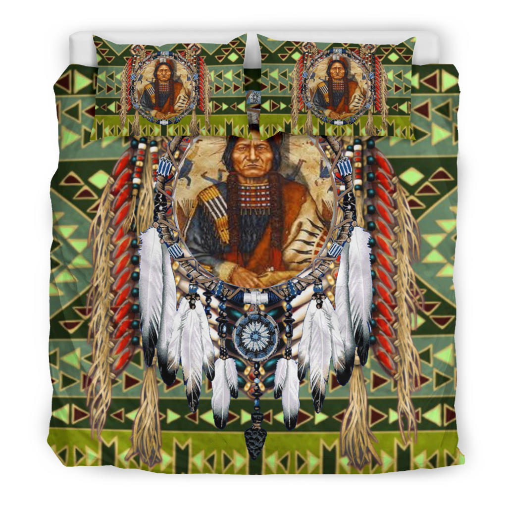 Native American Green Pattern and Chief Bedding Set LT10