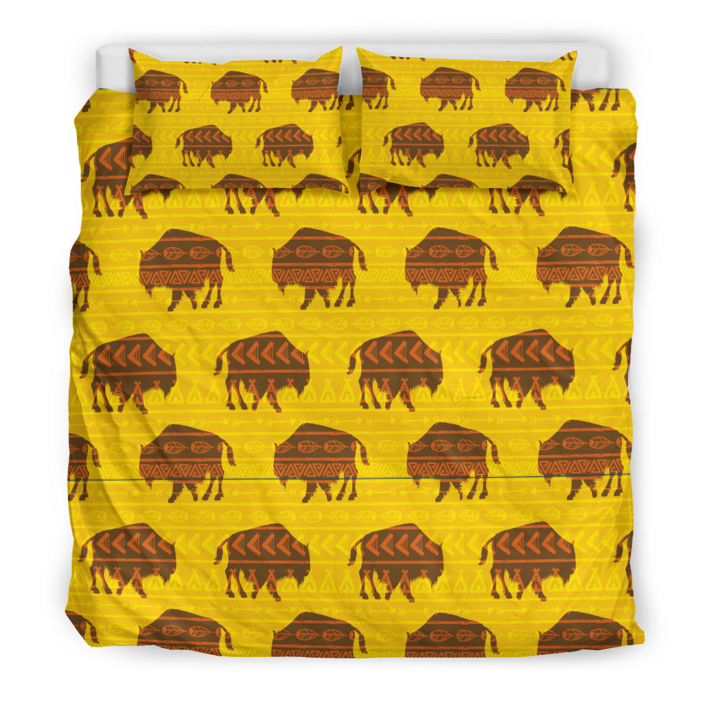 Native American Vector Bison Yellow Bedding Set LT10