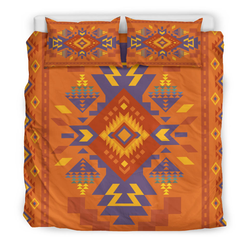 Orange Pattern Native American Bedding Set LT10