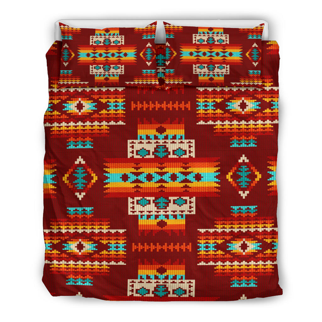 Red Pattern Native American Bedding Set LT10