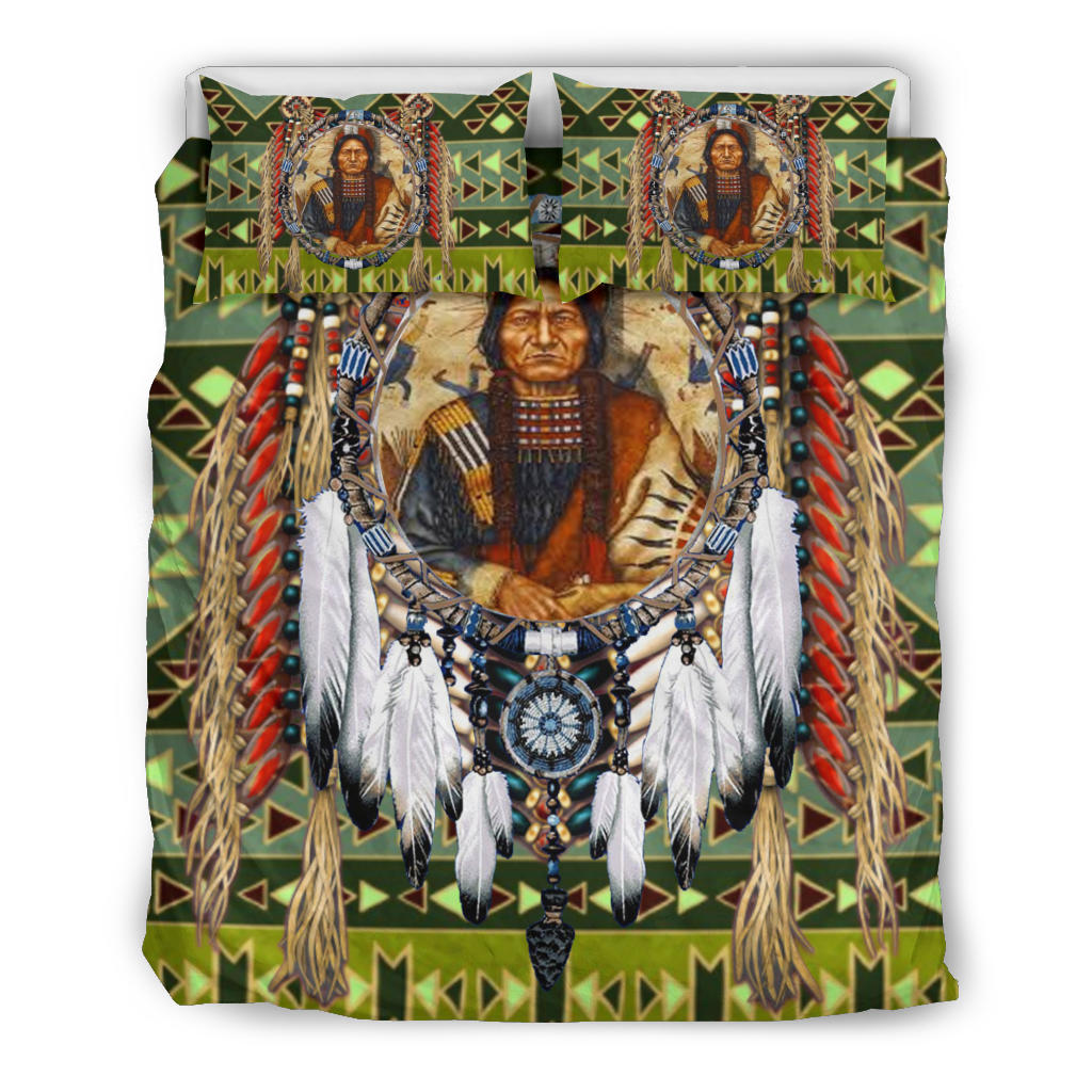 Native American Green Pattern and Chief Bedding Set LT10
