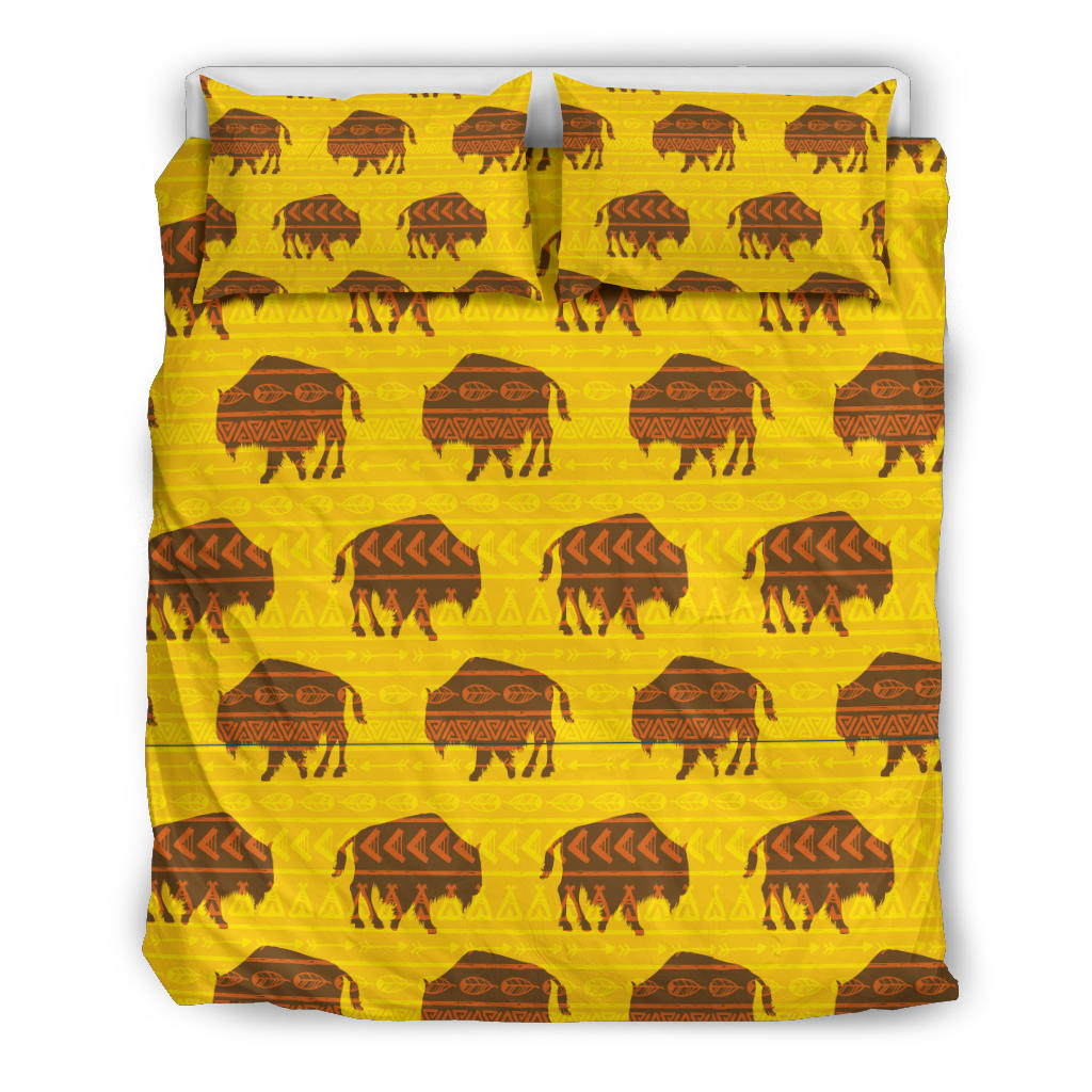 Native American Vector Bison Yellow Bedding Set LT10
