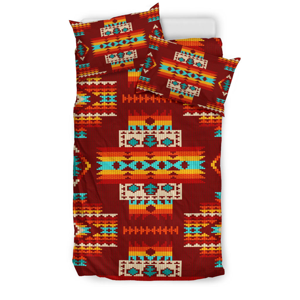 Red Pattern Native American Bedding Set LT10