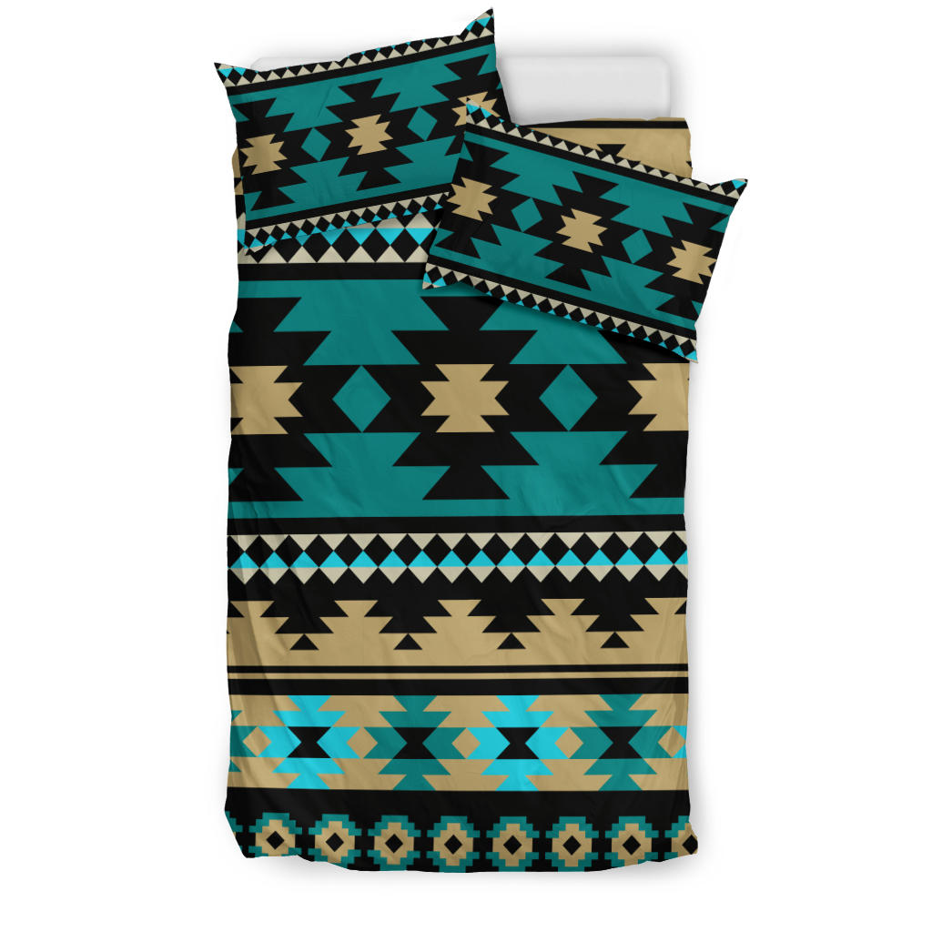 Native American Green Ethnic Aztec Pattern Bedding Set LT10