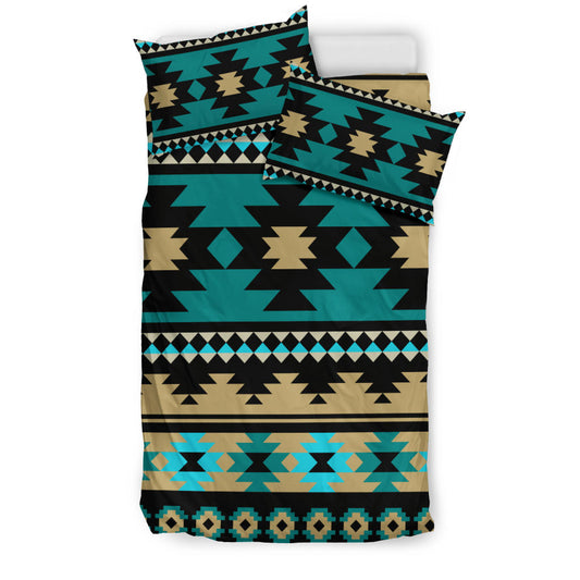 Native American Green Ethnic Aztec Pattern Bedding Set LT10
