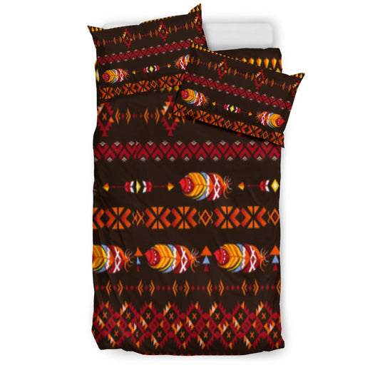Native American Pattern Feather Red Bedding Set LT10