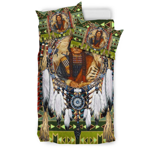 Native American Green Pattern and Chief Bedding Set LT10
