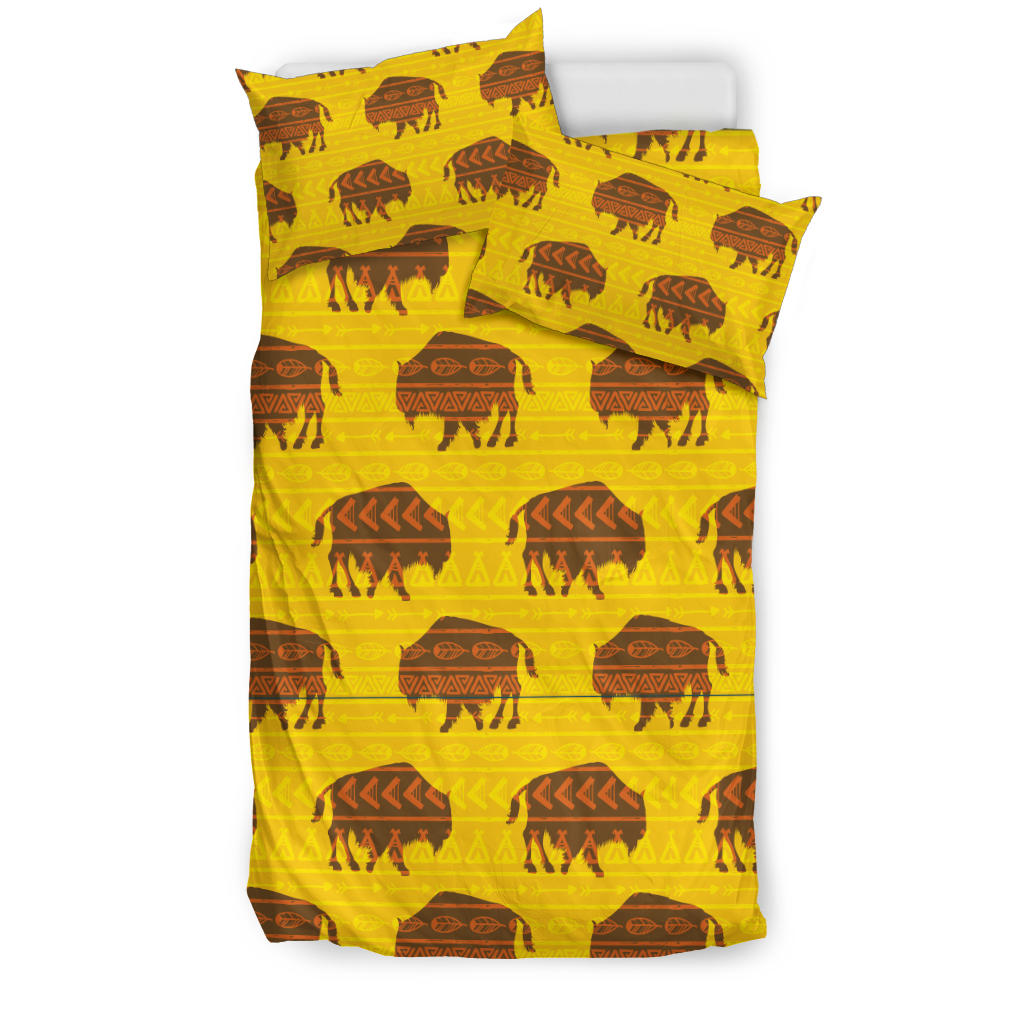 Native American Vector Bison Yellow Bedding Set LT10