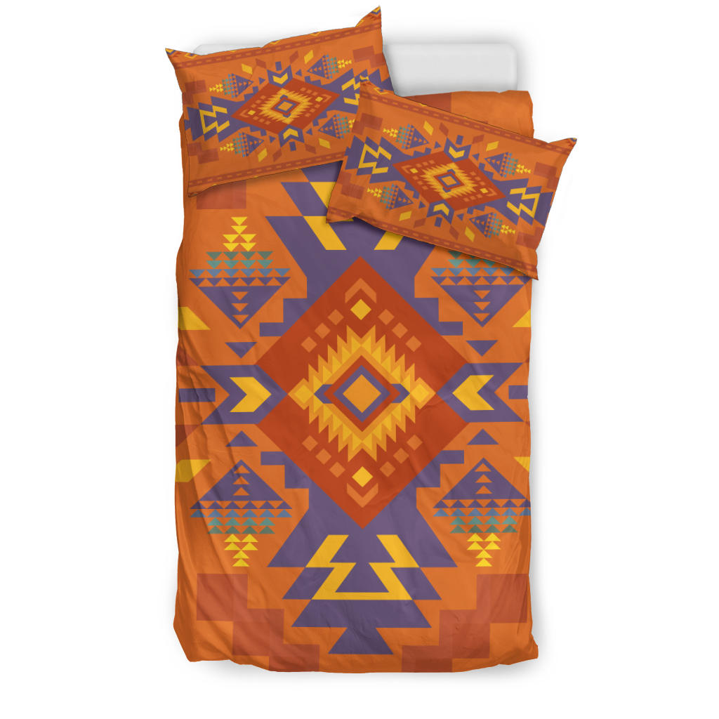 Orange Pattern Native American Bedding Set LT10