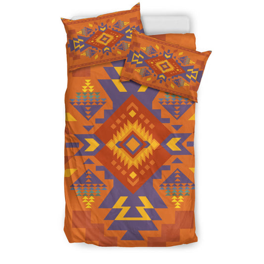 Orange Pattern Native American Bedding Set LT10