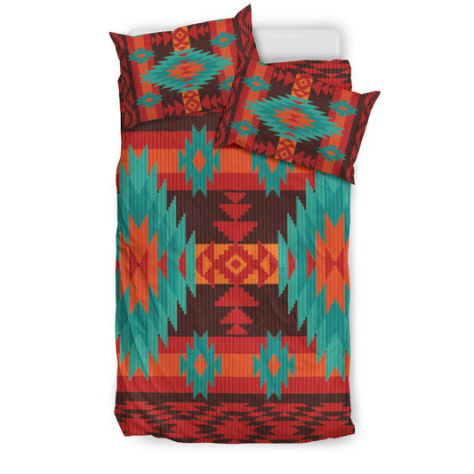 Native American Red Geometric Pattern Bedding Set LT10