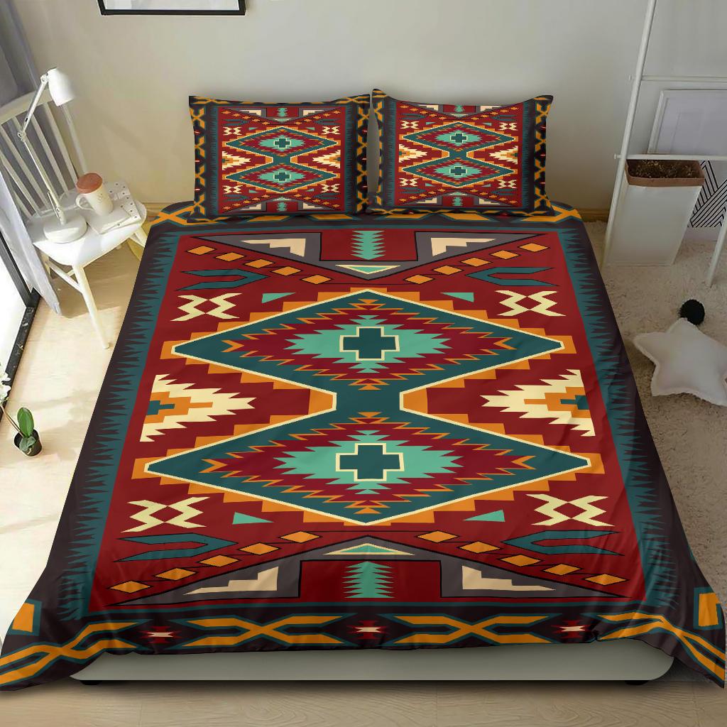 Red Pattern Native American Bedding Set LT10