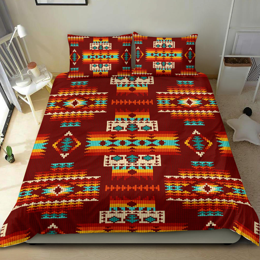 Red Pattern Native American Bedding Set LT10