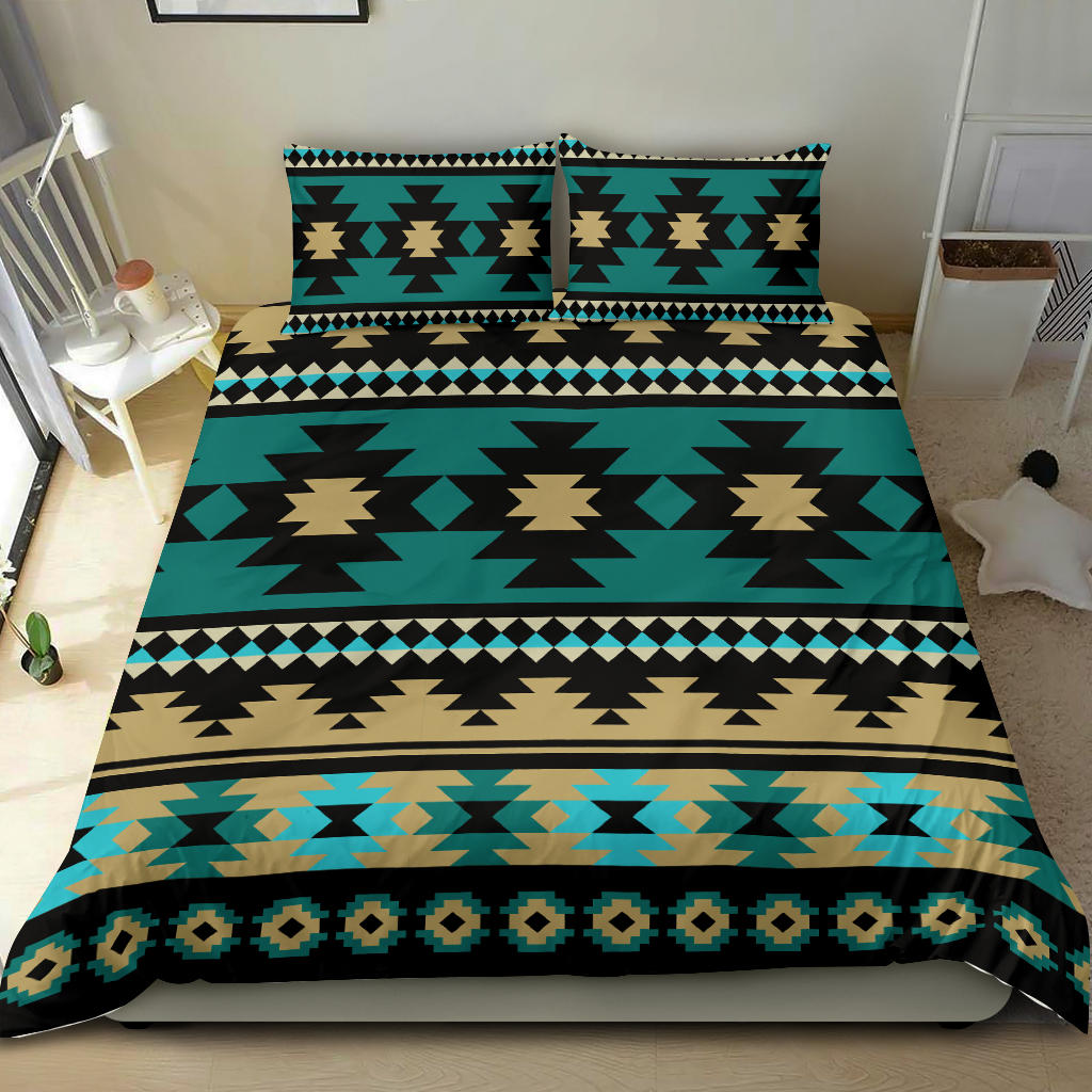 Native American Green Ethnic Aztec Pattern Bedding Set LT10