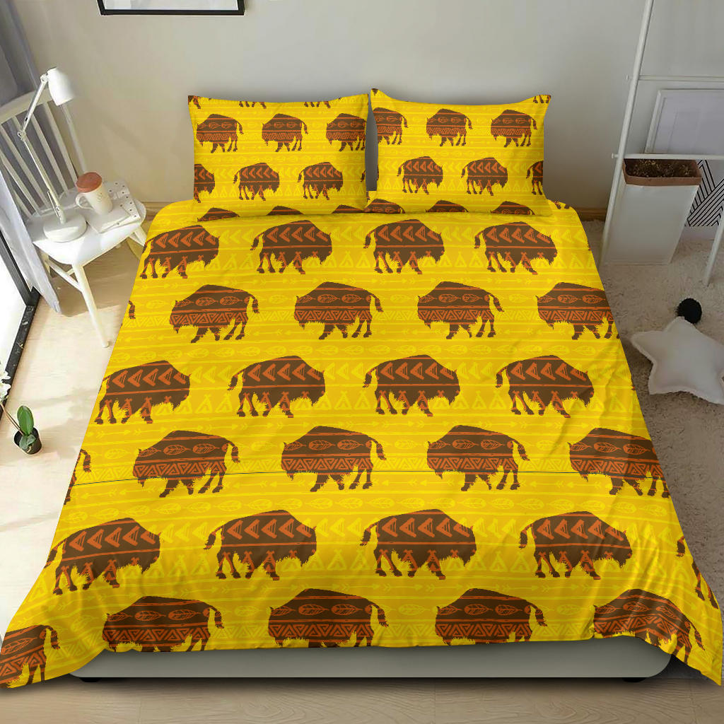 Native American Vector Bison Yellow Bedding Set LT10