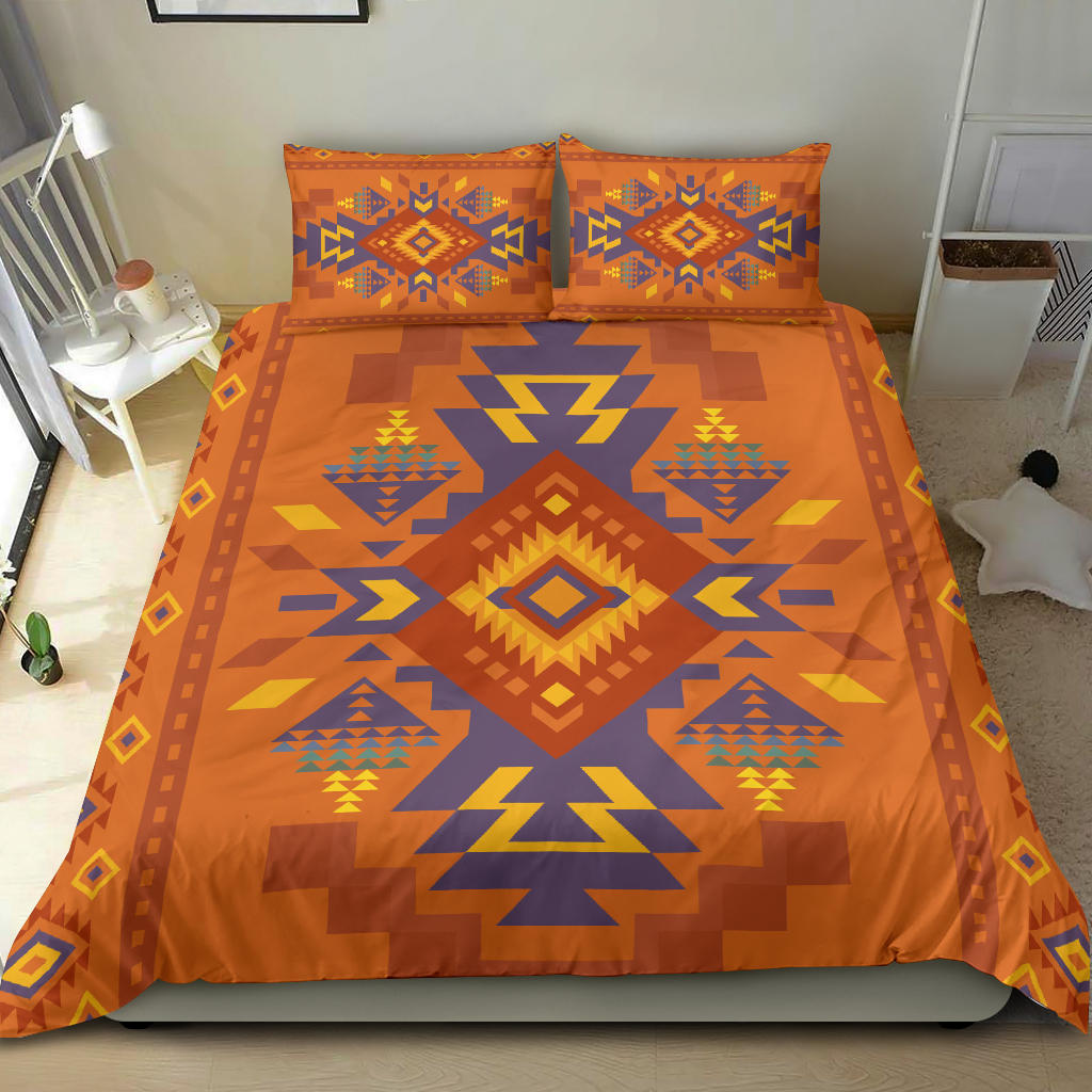 Orange Pattern Native American Bedding Set LT10