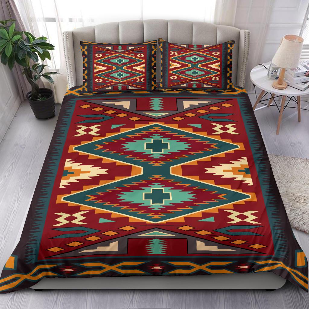 Red Pattern Native American Bedding Set LT10