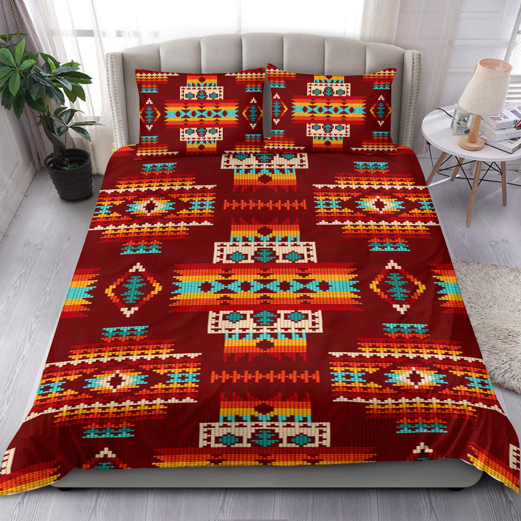 Red Pattern Native American Bedding Set LT10