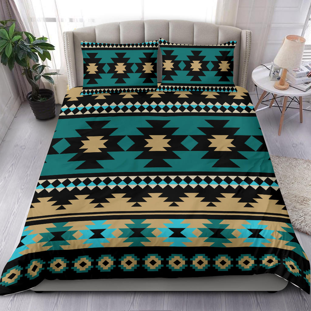 Native American Green Ethnic Aztec Pattern Bedding Set LT10