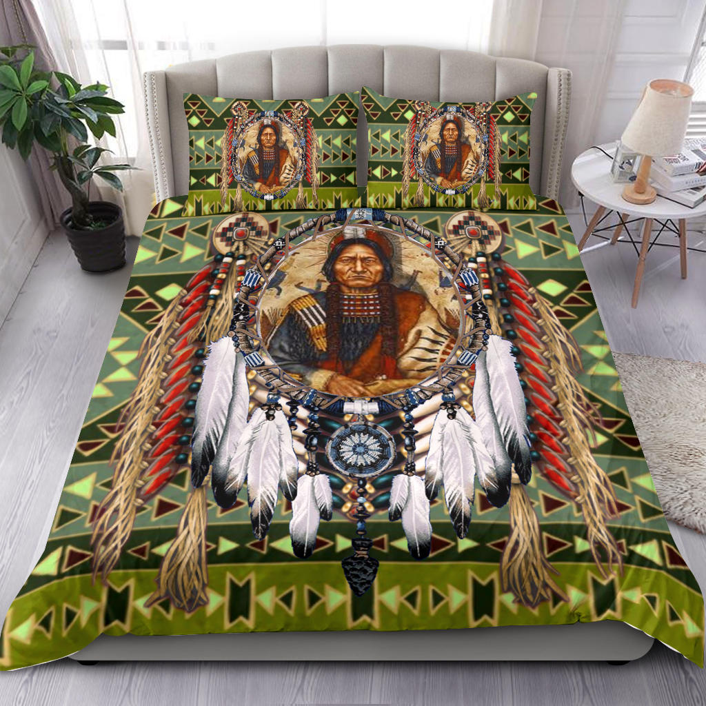 Native American Green Pattern and Chief Bedding Set LT10