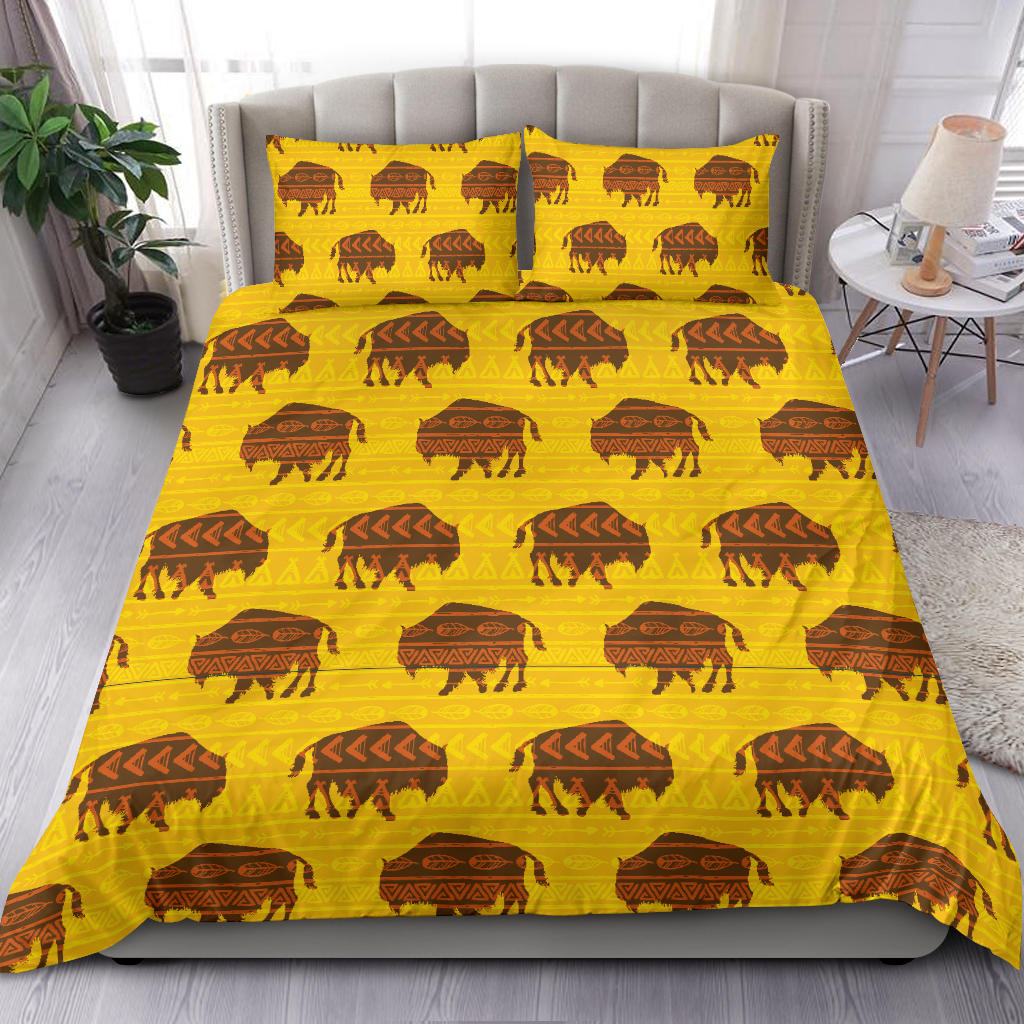 Native American Vector Bison Yellow Bedding Set LT10