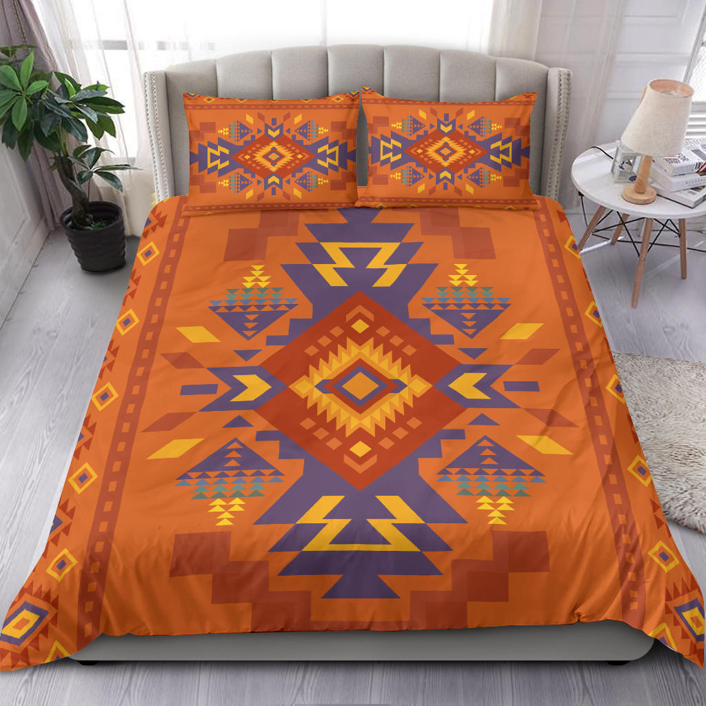 Orange Pattern Native American Bedding Set LT10