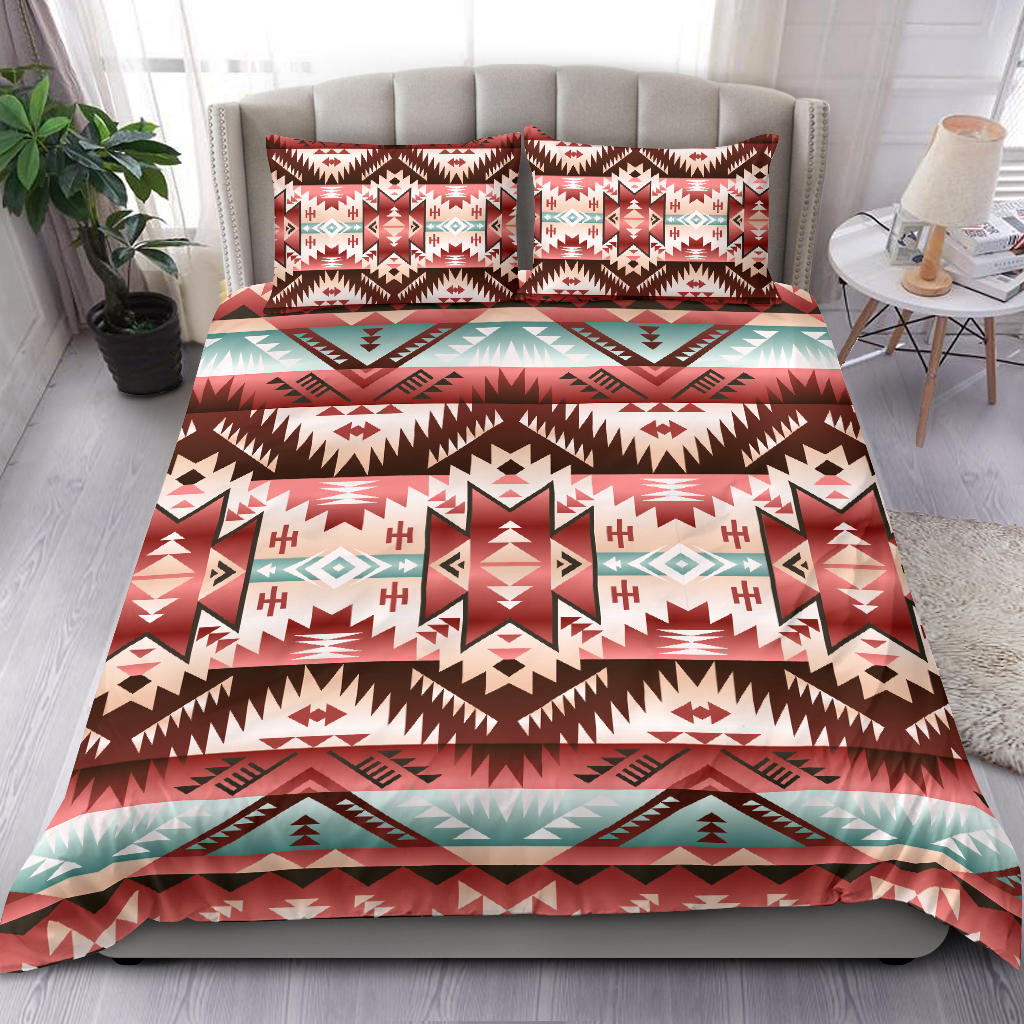 Red Vector Tribal Native American Bedding Set LT10