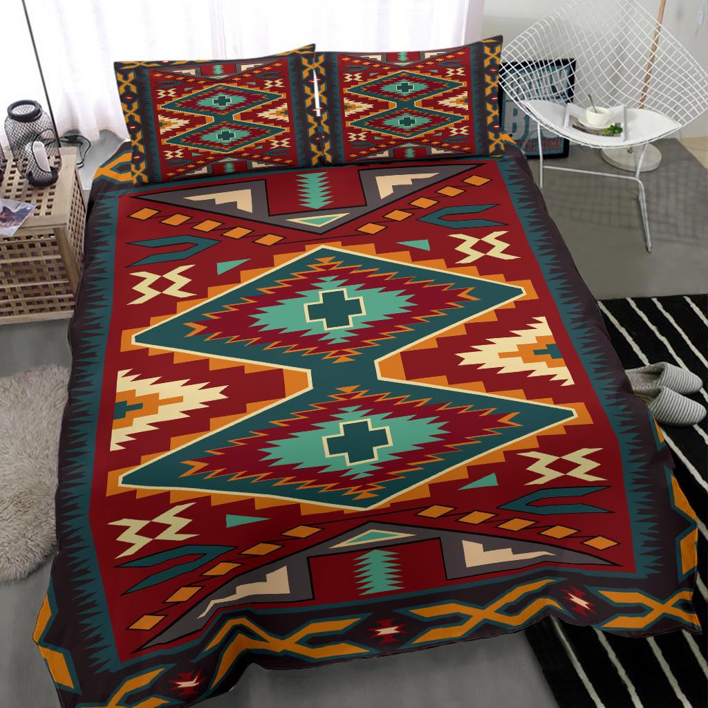 Red Pattern Native American Bedding Set LT10