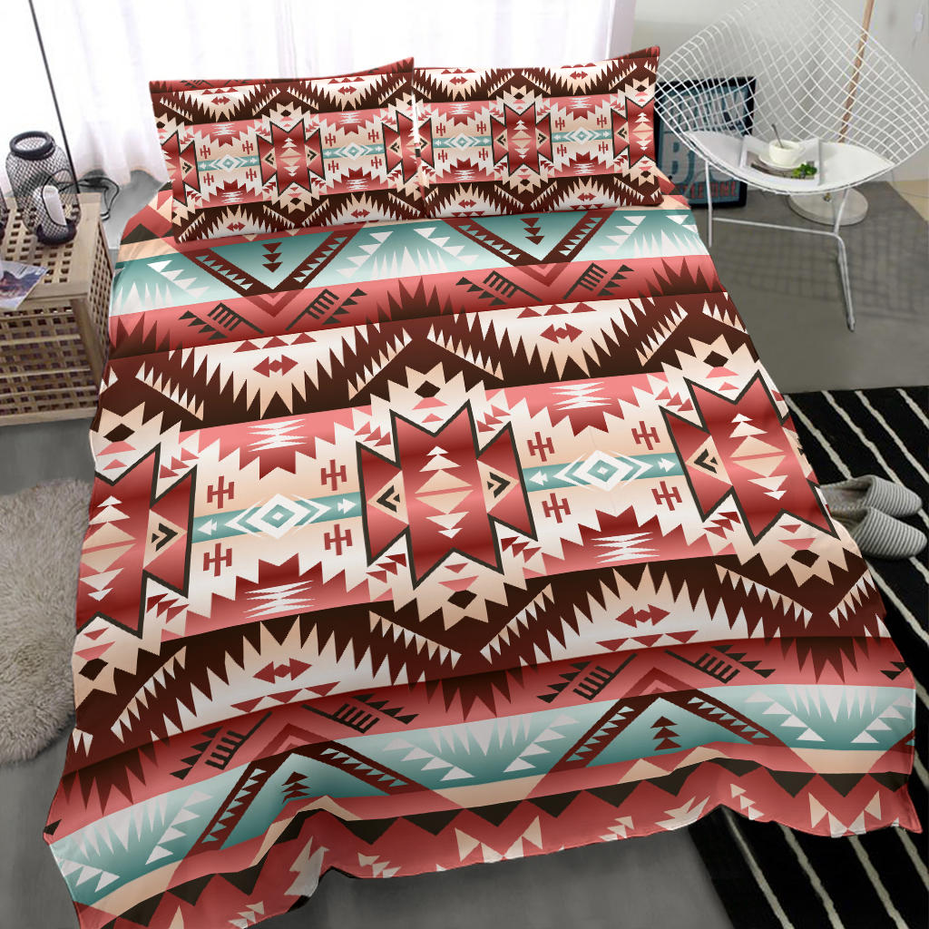 Red Vector Tribal Native American Bedding Set LT10