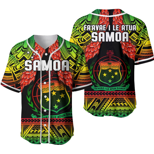 Samoa Rugby Baseball Jersey Teuila Torch Ginger Gradient Style 02 LT14