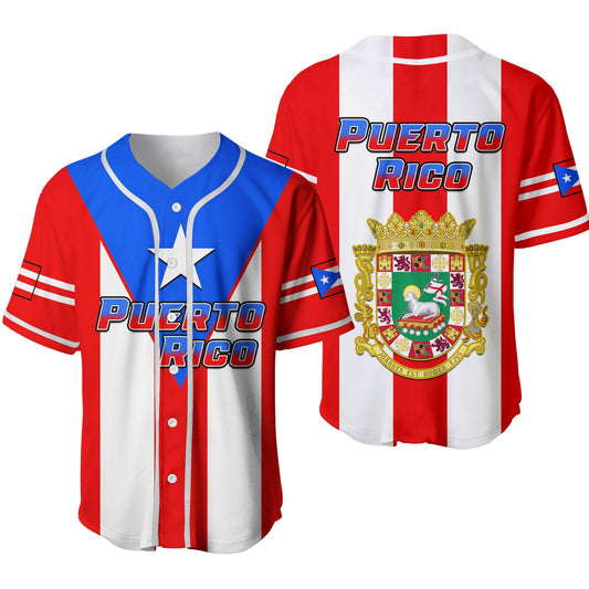 Puerto Rico Baseball Jersey Coat Of Arms Mix Flag Ver.02 LT14