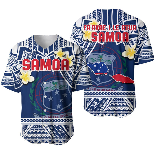 Samoa Baseball Jersey Samoan Plumeria Flowers Mix Polynesian Pattern LT14