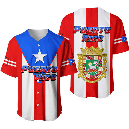 Puerto Rico Baseball Jersey Coat Of Arms Mix Flag Ver.01 LT14