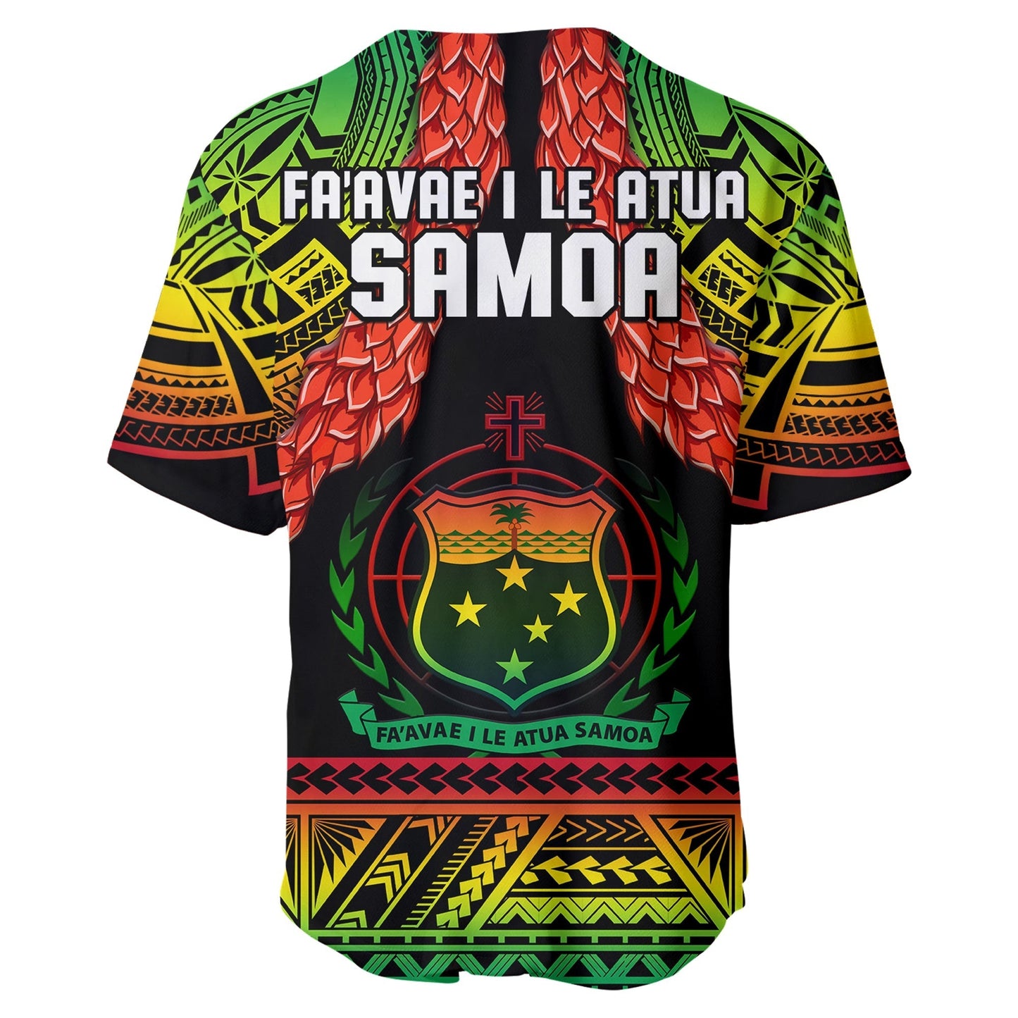 Samoa Rugby Baseball Jersey Teuila Torch Ginger Gradient Style LT14