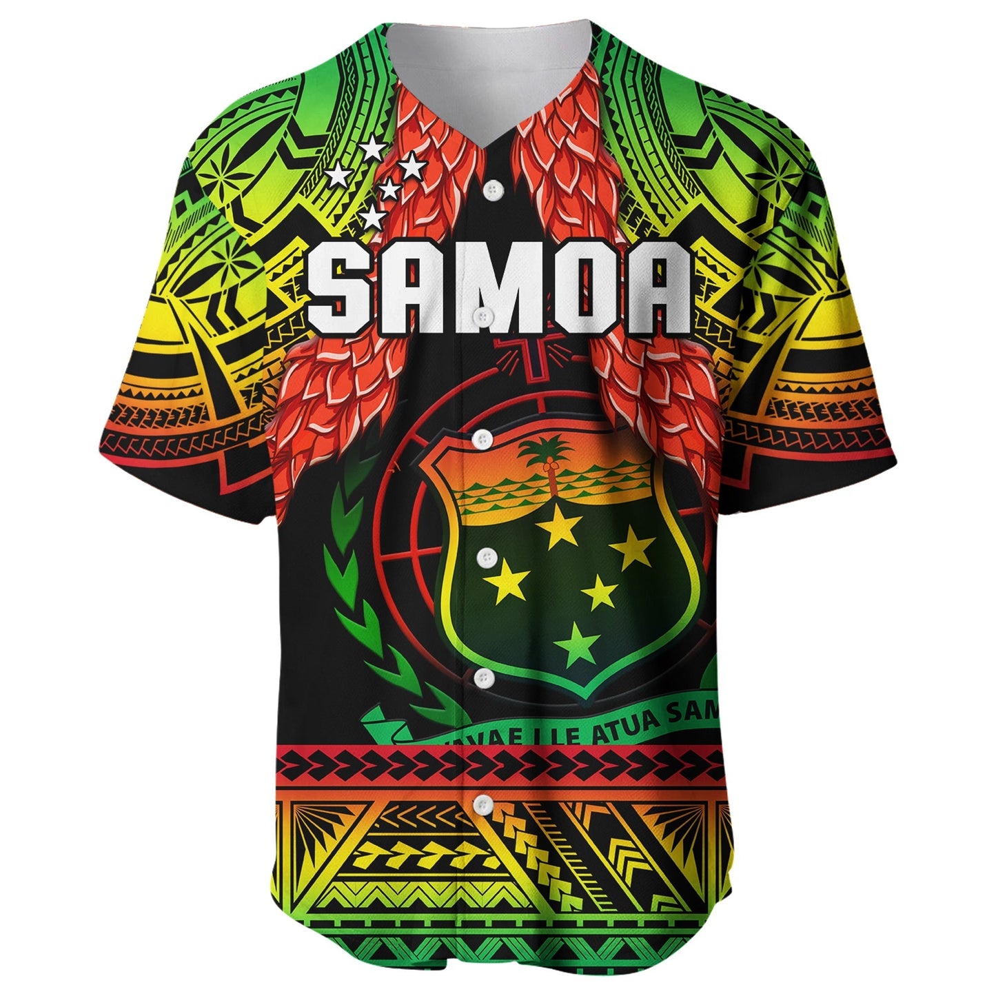 Samoa Rugby Baseball Jersey Teuila Torch Ginger Gradient Style LT14