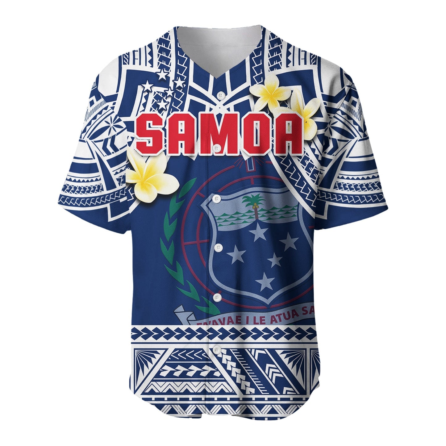 Samoa Baseball Jersey Samoan Plumeria Flowers Mix Polynesian Pattern LT14