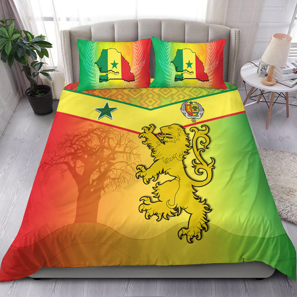 Senegal Bedding Set Lion With Senegal Map Reggae Style LT14