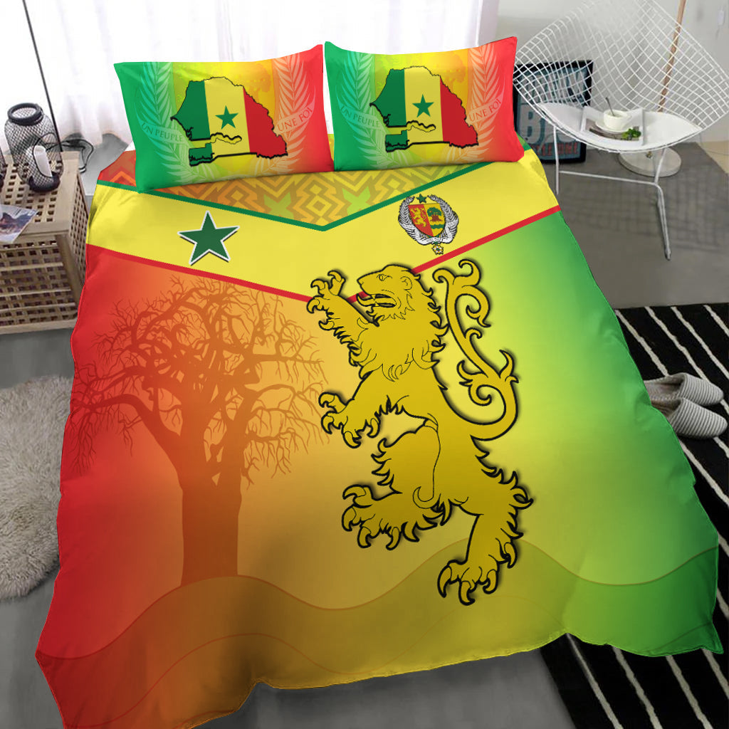 Senegal Bedding Set Lion With Senegal Map Reggae Style LT14