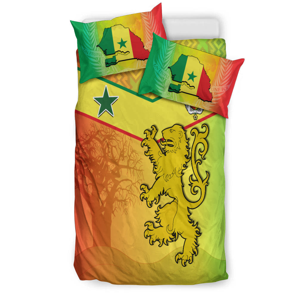 Senegal Bedding Set Lion With Senegal Map Reggae Style LT14