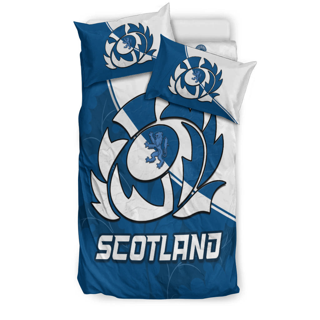 Scotland Rugby Bedding Set Scottish Coat Of Arms Mix Thistle Newest Version LT14