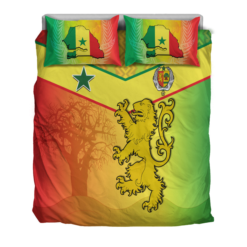 Senegal Bedding Set Lion With Senegal Map Reggae Style LT14