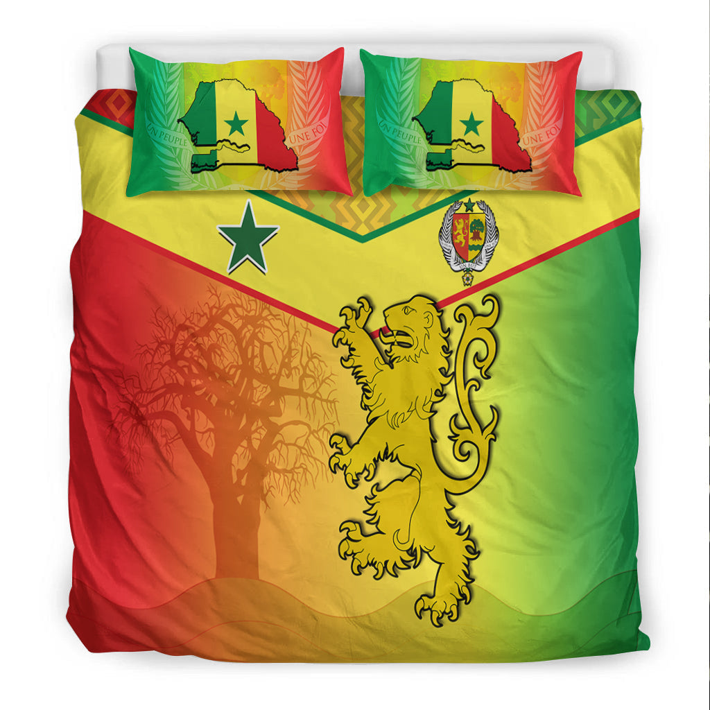 Senegal Bedding Set Lion With Senegal Map Reggae Style LT14