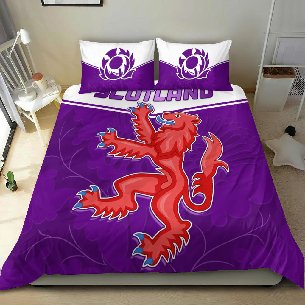 Scottish Rugby Bedding Set Map Of Scotland Thistle Purple Version LT14