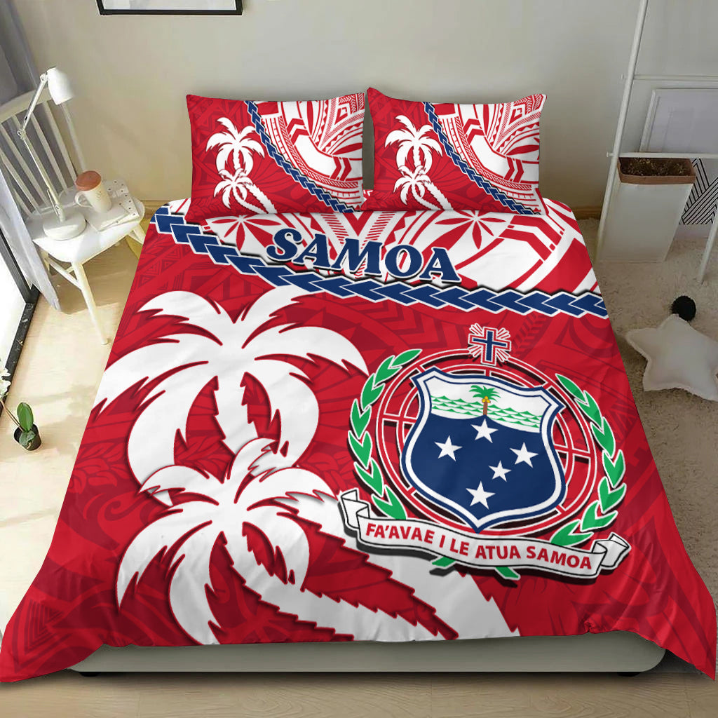Samoa Bedding Set Samoan Coat Of Arms With Coconut Red Style LT14